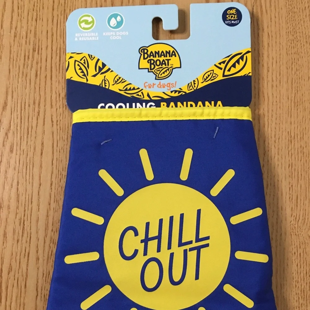 New Doggie Banana Boat Cooling Bandana One Size Fits Most Soak & Chill in Water